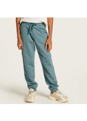 Juniors Solid Jog Pants with Drawstring Closure and Pockets