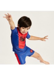 Spider-Man Print Rash Guard and Swim Shorts Set