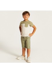 Eligo Panelled Crew Neck T-shirt and Shorts Set