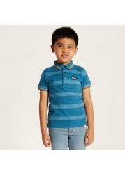 Lee Cooper Striped Polo T-shirt with Short Sleeves and Button Closure