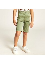 Juniors Solid Shorts with Button Closure and Pockets