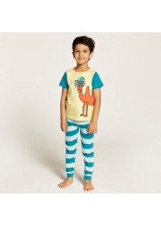 Juniors Camel Print Crew Neck T-shirt and Full Length Pyjama Set