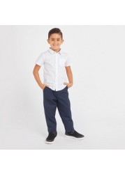 Juniors Solid Shirt with Short Sleeves and Pocket Detail