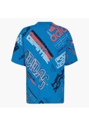 adidas Printed T-shirt with Crew Neck and Short Sleeves