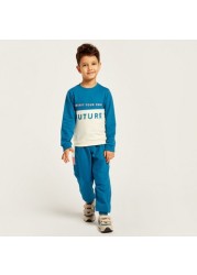 Juniors Printed Crew Neck Sweatshirt and Jogger Set