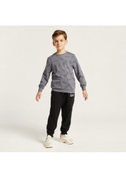 Juniors All-Over Printed Sweatshirt with Long Sleeves