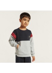 XYZ Panelled Pullover with Long Sleeves and Pockets