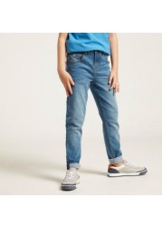 Juniors Slim Fit Denim Jeans with Pockets and Button Closure