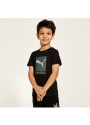 PUMA Printed T-shirt with Crew Neck and Short Sleeves