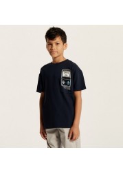 Juniors Printed Round Neck T-shirt with Short Sleeves