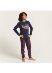 NASA Print T-shirt and Striped Pyjamas Set