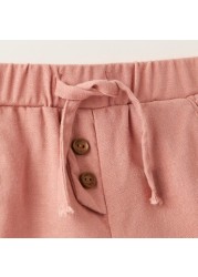 Giggles Solid Shorts with Elasticised Waistband and Drawstring Closure