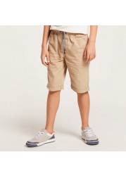 Juniors Solid Shorts with Pockets and Drawstring Closure