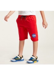 NASA Graphic Print Shorts with Pockets and Drawstring Closure