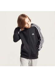 adidas Logo Print Hoodie with Long Sleeves and Kangaroo Pockets