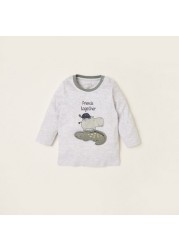Juniors Safari Print T-shirt and Solid Pyjama Set