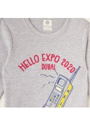 Expo 2020 Printed Round Neck T-shirt with Long Sleeves