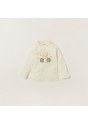 Juniors Printed Crew Neck T-shirt and Pyjama Set