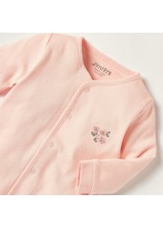 Juniors Embroidered Sleepsuit with Long Sleeves and Button Closure