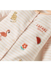 Juniors Embroidered Long Sleeves Sleepsuit with Button Closure