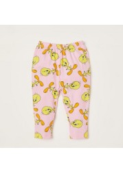 Tweety Print Leggings with Elasticated Waistband - Set of 2