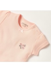 Juniors Embroidered T-shirt with Short Sleeves and Button Closure