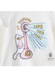 Expo 2020 Printed Round Neck T-shirt with Short Sleeves