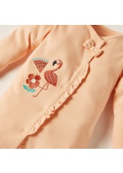 Juniors Embroidered Long Sleeves Sleepsuit with Button Closure