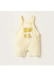 Juniors Solid Crew Neck T-shirt and Fruit Accented Dungaree Set