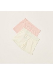 Juniors Solid Shorts with Elasticised Waistband - Set of 2