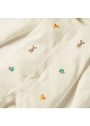 Giggles Embroidered Sleepsuit with Long Sleeves and Button Closure