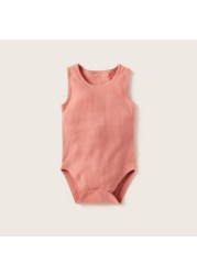 Juniors Textured Sleeveless Bodysuit with Snap Button Closure - Set of 7