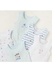 Juniors Printed Sleeveless Bodysuit with Snap Button Closure - Set of 7