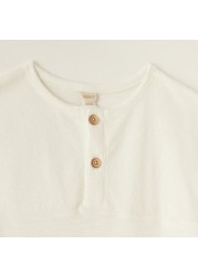 Giggles Panelled Henley Neck T-shirt with Short Sleeves