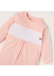 Giggles Round Neck Sleepsuit with Long Sleeves and Button Closure