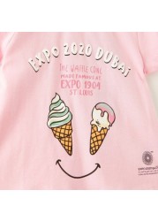 Expo 2020 Graphic Print T-shirt with Round Neck and Short Sleeves