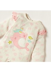 Juniors Printed Sleepsuit with Ruffles and Button Closure