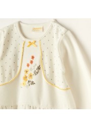 Juniors Floral Embroidered Dress with Long Sleeves