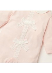 Giggles Lace Detail Closed Feet Sleepsuit with Long Sleeves