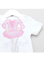 Just Add A Kid Ballerina Print Bodysuit with Round Neck