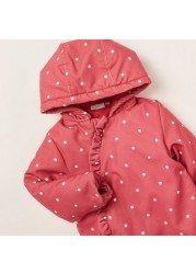 Juniors Polka Dot Print Coveralls with Hood