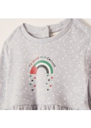 Juniors UAE National Day Print Knit Dress with Long Sleeves