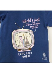 Expo 2020 Graphic Print Round Neck T-shirt with Short Sleeves