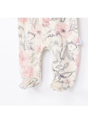 Juniors All-Over Floral Print Closed Feet Sleepsuit with Long Sleeves