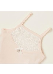 Giggles Solid Sleeveless Bodysuit with Lace Detail and Press Button Closure