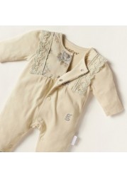 Giggles Embroidered Closed Feet Sleepsuit with Long Sleeves