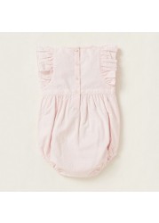 Giggles Ruffle Detailed Romper with Round Neck