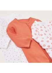 Juniors Printed Sleepsuit with Long Sleeves - Set of 3