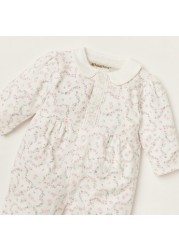 Giggles All-Over Floral Print Closed Feet Sleepsuit with Long Sleeves