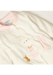 Juniors Rabbit Embroidered Closed Feet Sleepsuit with Long Sleeves